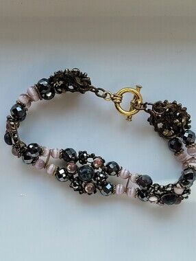 Vintage Gothic Style Bracelet,  Pink and Black